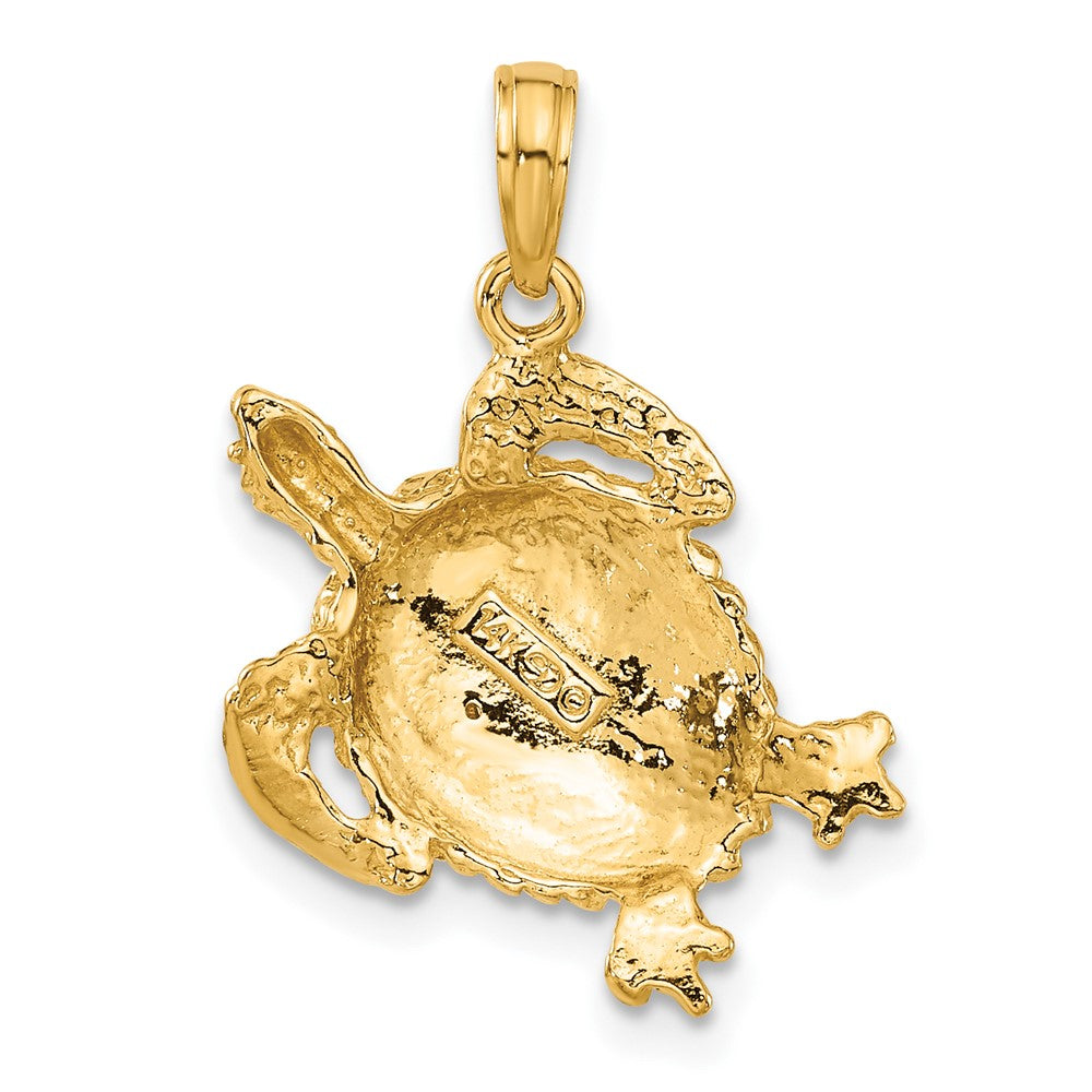 14k Gold Polished Open-Back Turtle Pendant - Charlie & Co. Jewelry