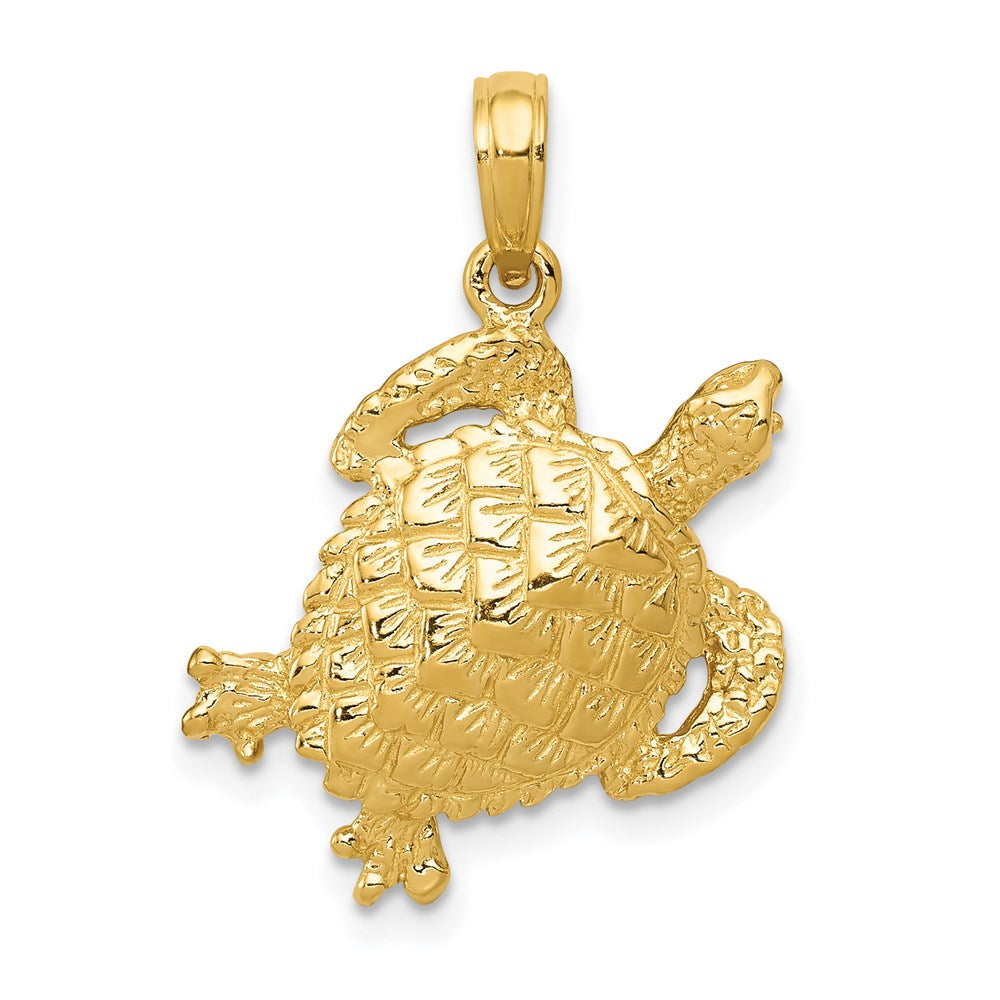 14k Gold Polished Open-Back Turtle Pendant - Charlie & Co. Jewelry