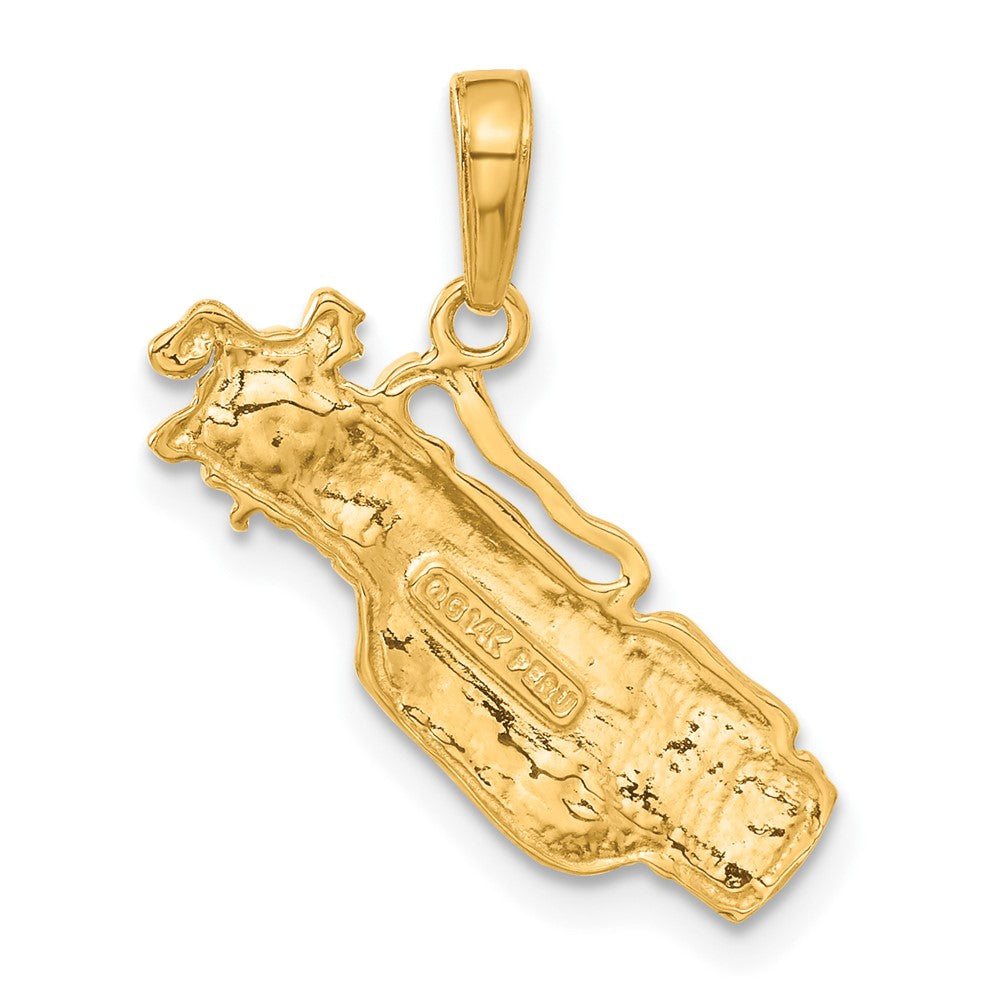 Charlie & Co Jewelry | 14k Solid Polished Open-backed Golf Bag With Clubs Charm - Model C2618