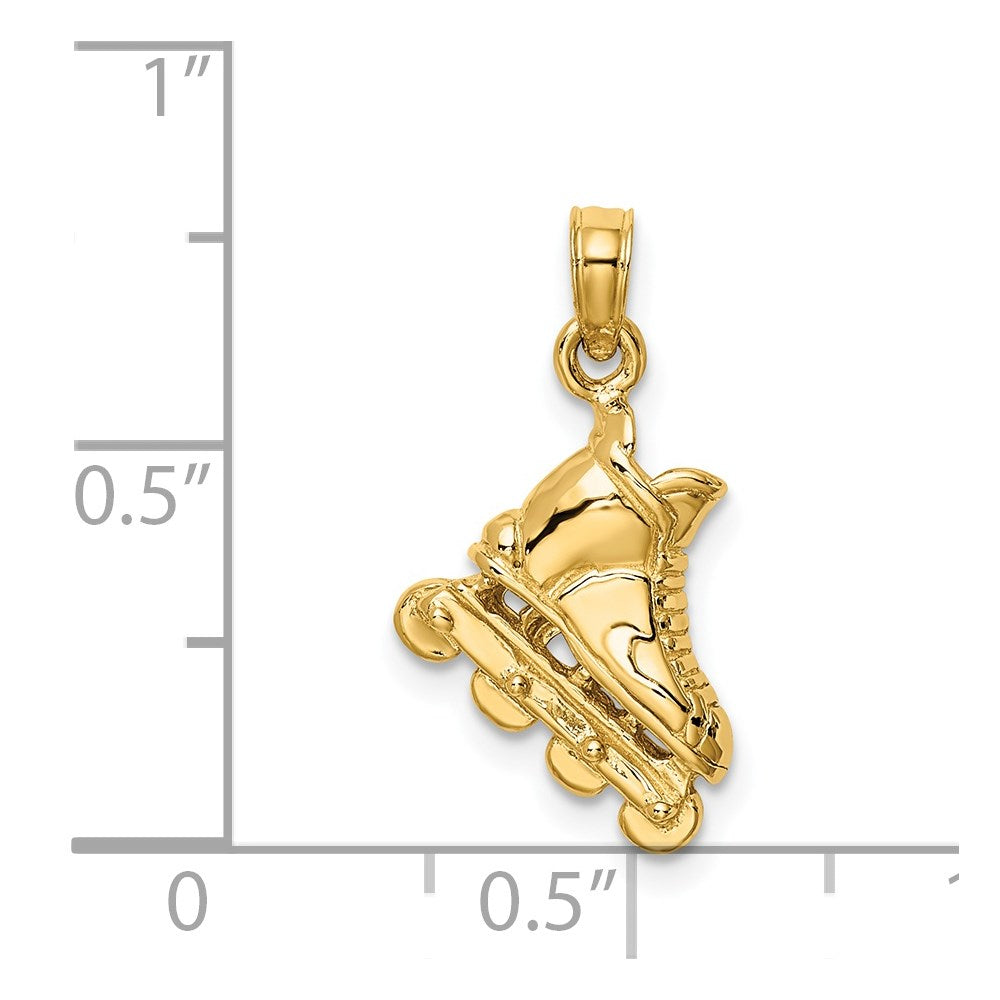 14K Solid Polished 3D Rollerblade Pendant - Charlie & Co. Jewelry