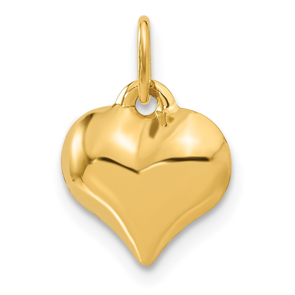 Gold Small Puffed Heart Necklace Charm Model-C2907 - Charlie & Co. Jewelry