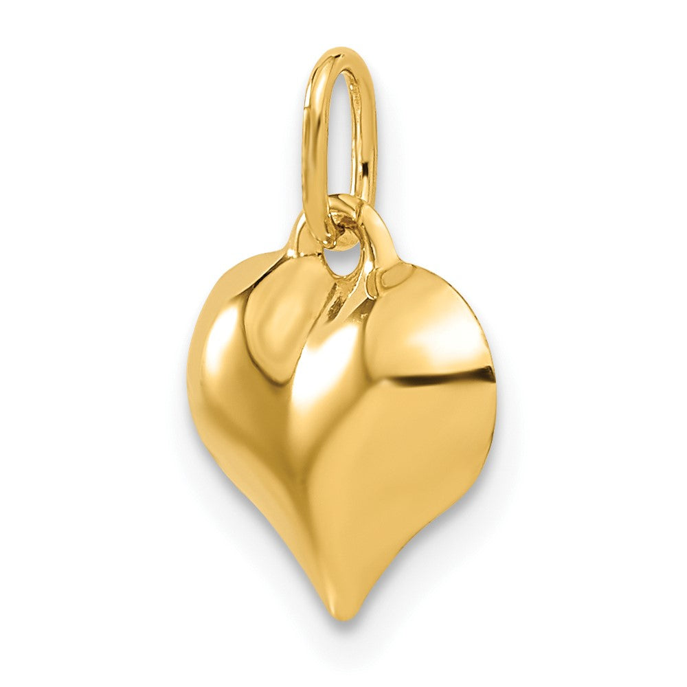 Gold Small Puffed Heart Necklace Charm Model-C2907 - Charlie & Co. Jewelry