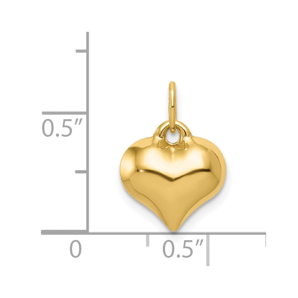 Gold Small Puffed Heart Necklace Charm Model-C2907 - Charlie & Co. Jewelry