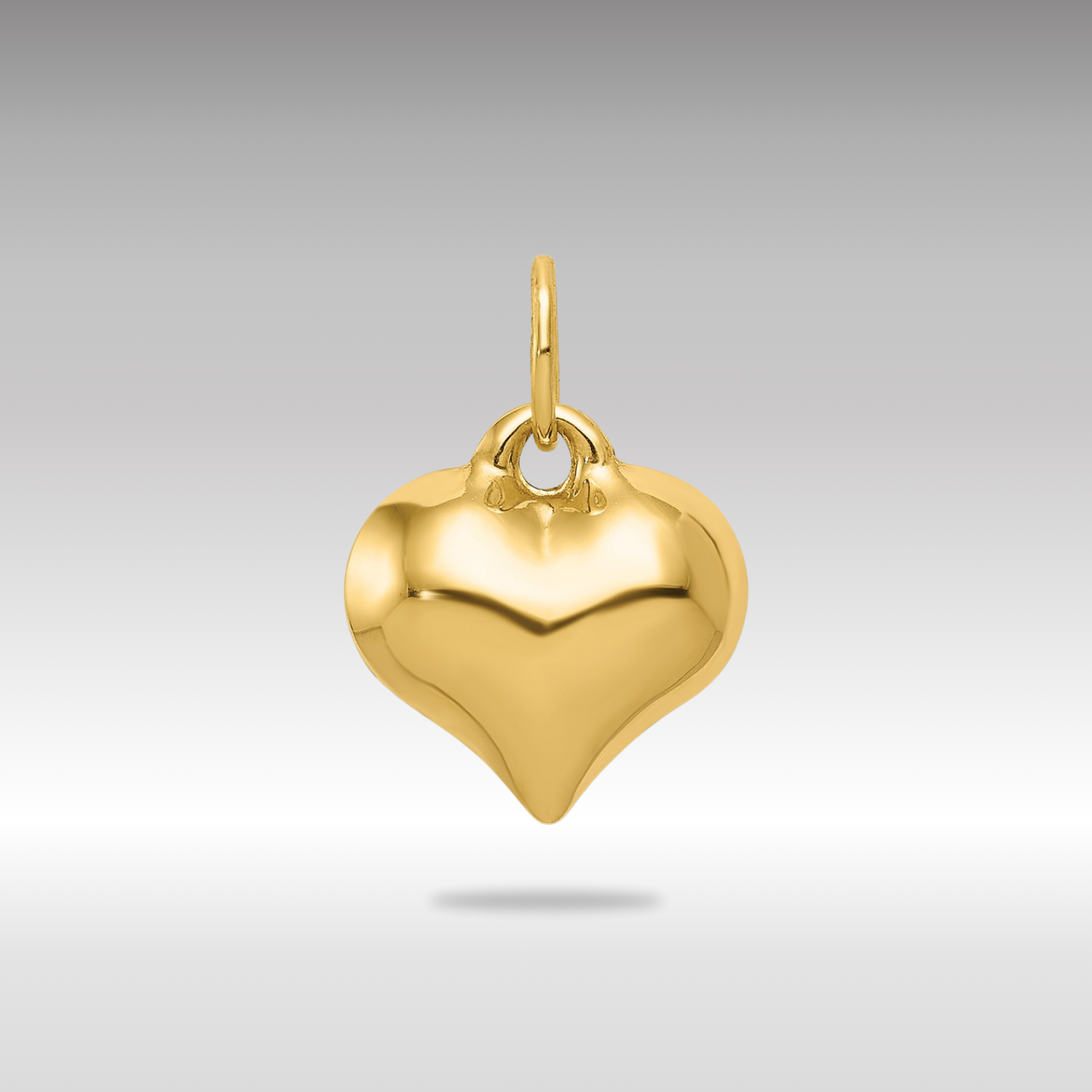 Gold Small Puffed Heart Necklace Charm Model-C2907 - Charlie & Co. Jewelry
