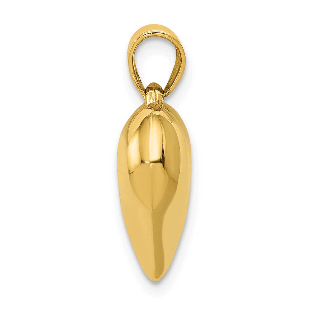 Gold Medium Puffed Heart Necklace Charm Model-C2909 - Charlie & Co. Jewelry