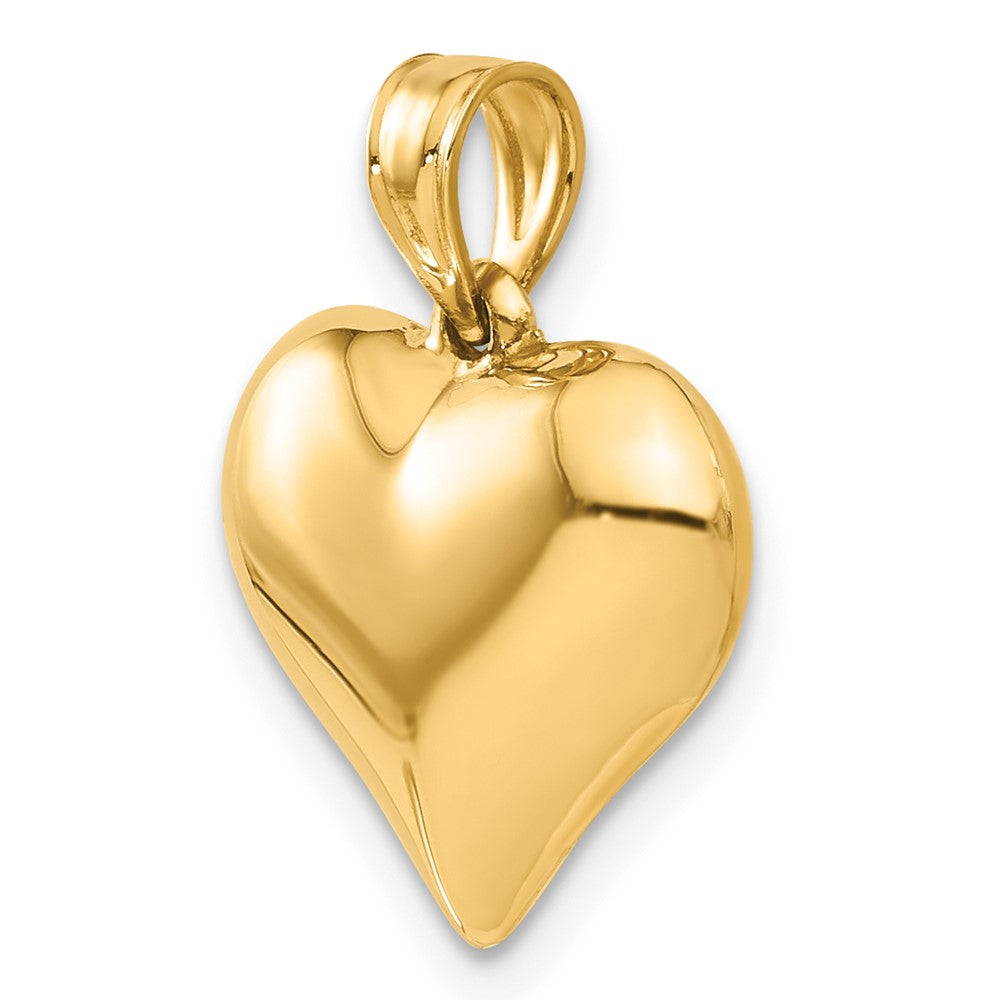 Gold Medium Puffed Heart Necklace Charm Model-C2909 - Charlie & Co. Jewelry