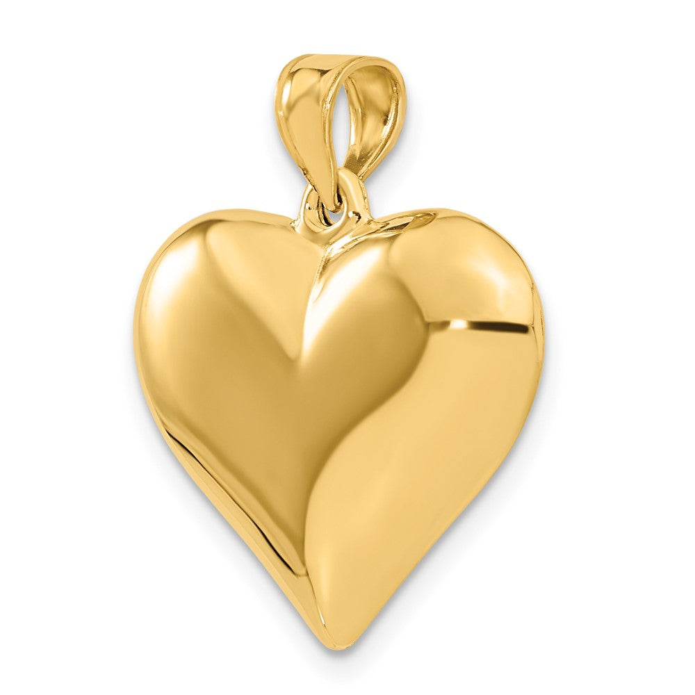 Gold Large Puffed Heart Necklace Charm Model-C2913 - Charlie & Co. Jewelry