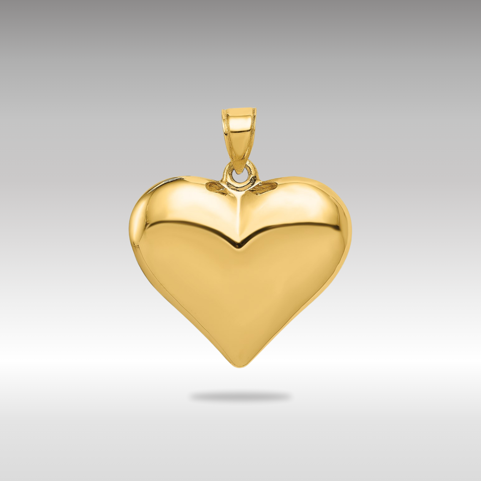 Gold Large Puffed Heart Necklace Charm Model-C2913 - Charlie & Co. Jewelry