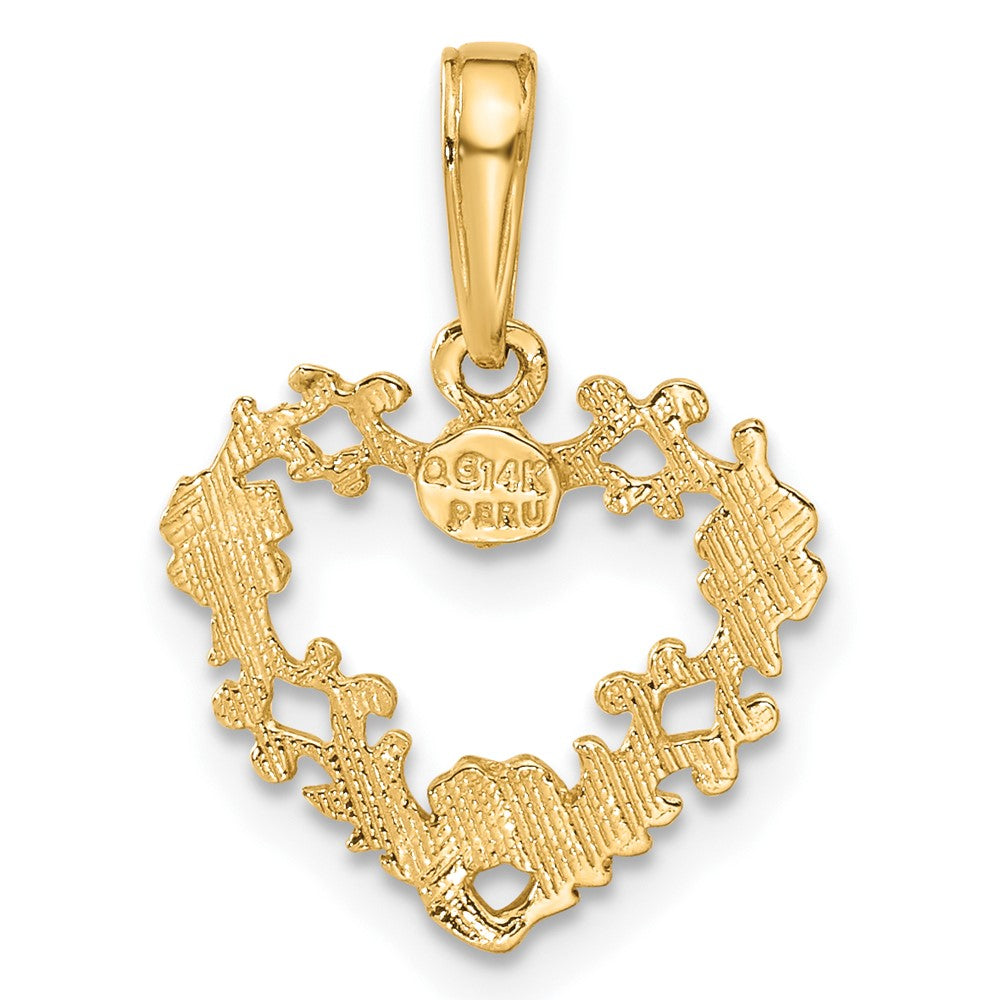 Gold Floral Heart Necklace Charm Model-C2922 - Charlie & Co. Jewelry