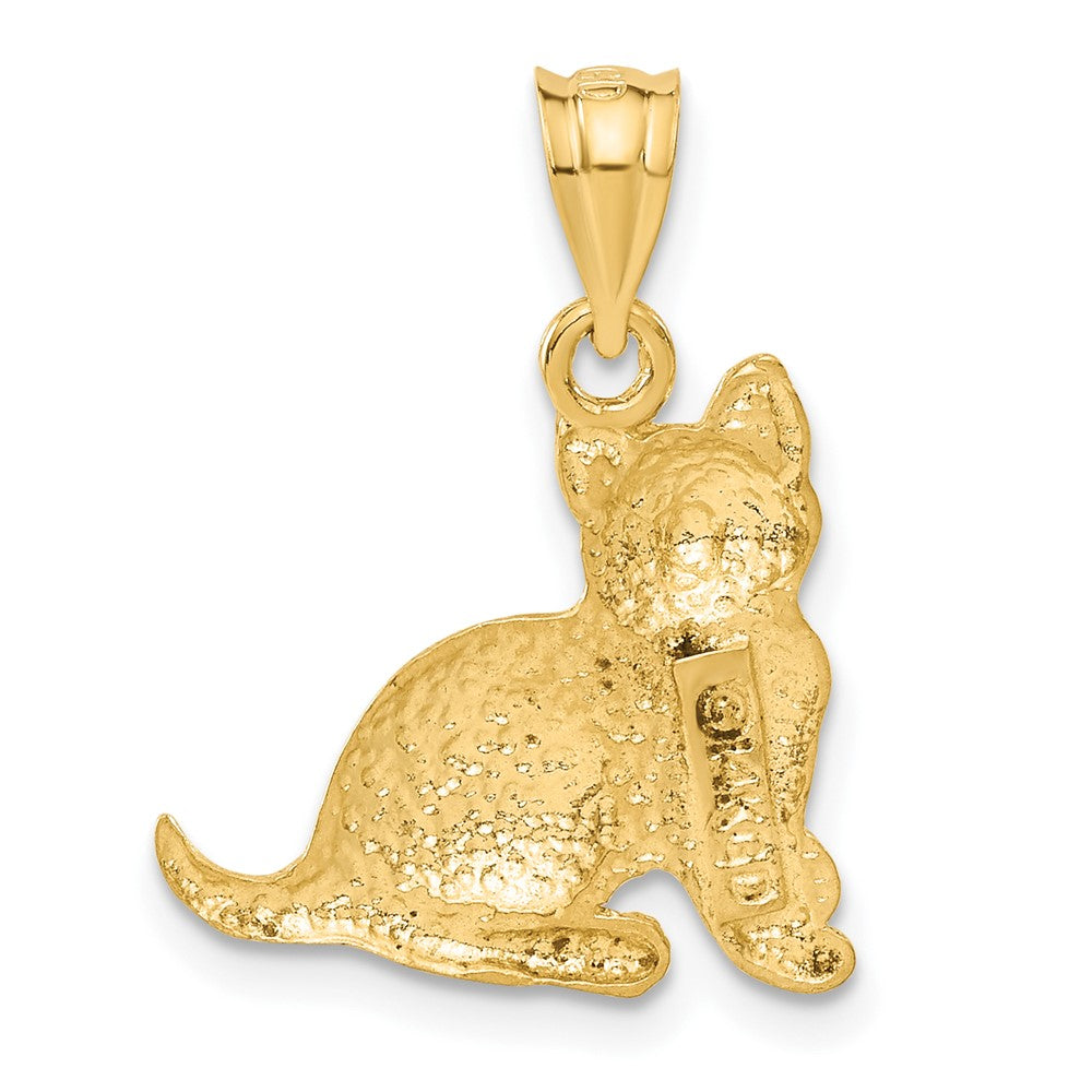 14k Gold Playful Cat Necklace Pendant - Charlie & Co. Jewelry