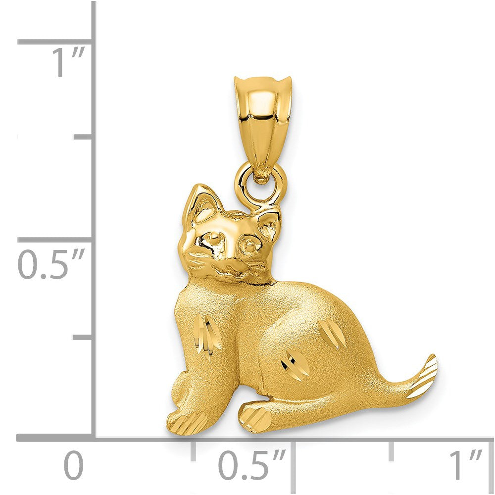 14k Gold Playful Cat Necklace Pendant - Charlie & Co. Jewelry
