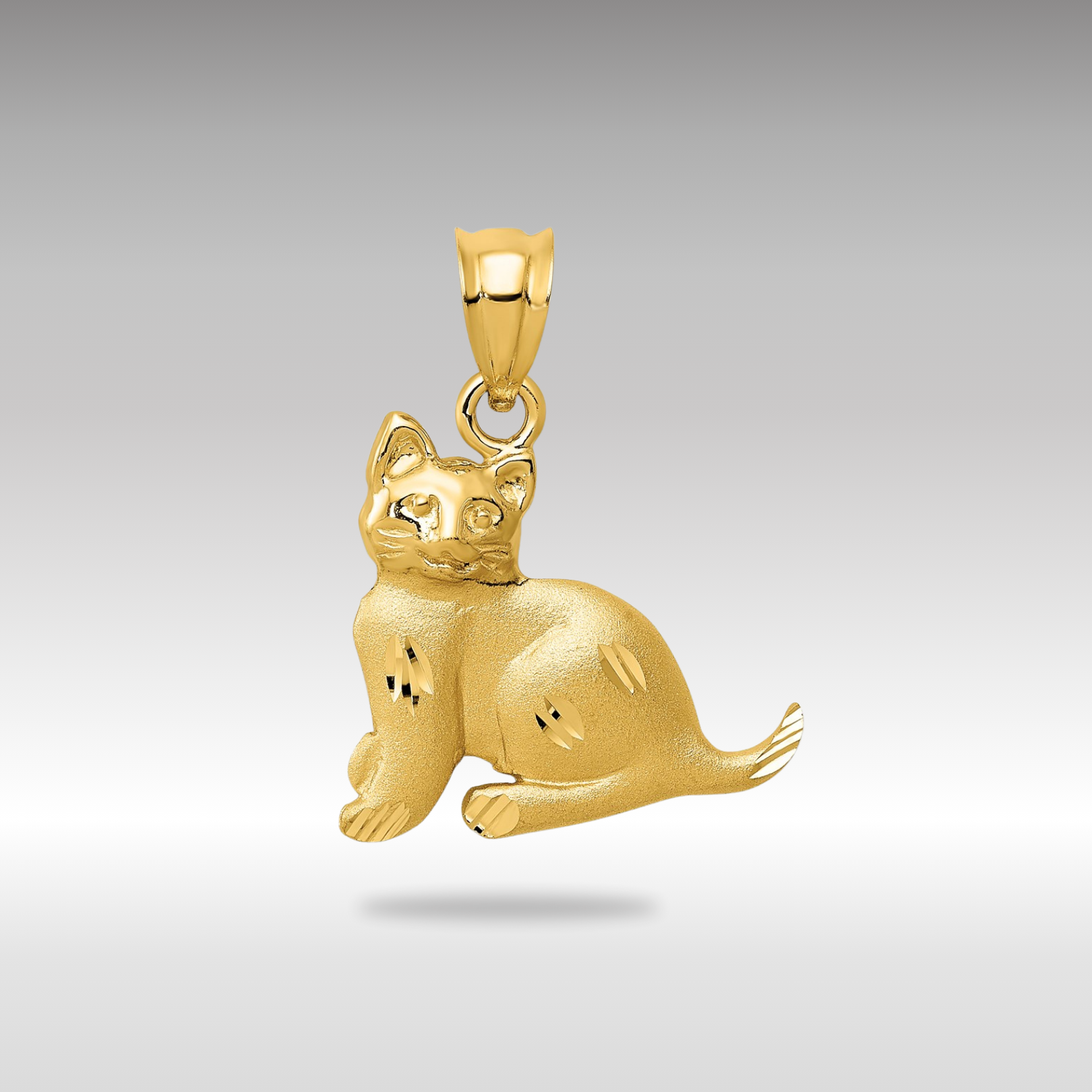 Gold Playful Cat Necklace Pendant - Charlie & Co. Jewelry