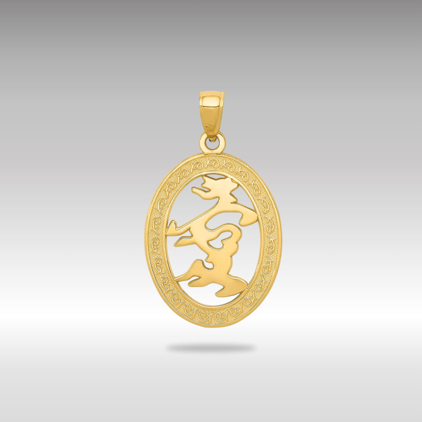 Gold Chinese Happiness Symbol Pendant Necklace - Charlie & Co. Jewelry