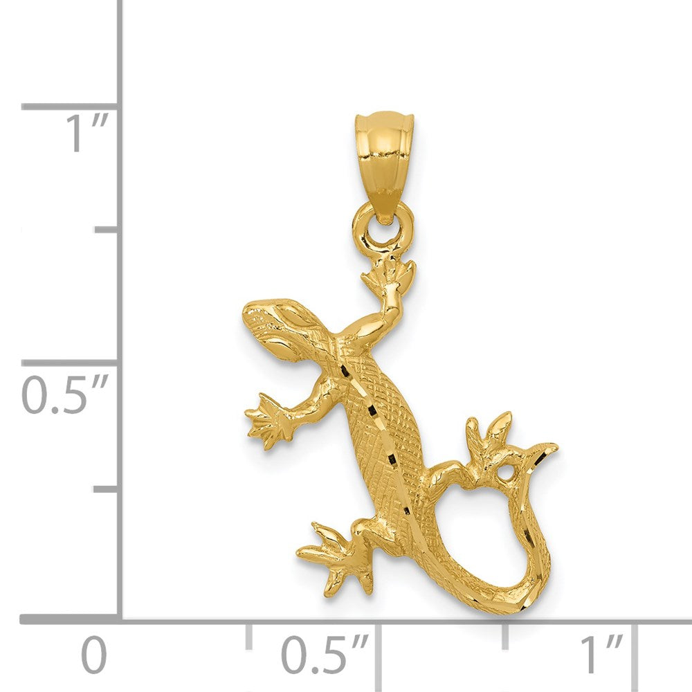 14k Gold Diamond-Cut Lizard Pendant - Charlie & Co. Jewelry