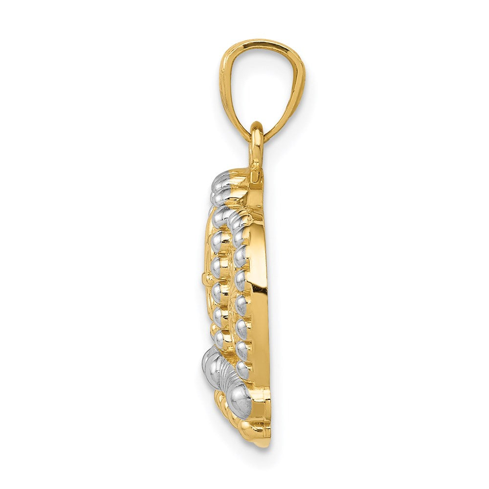 Yellow and White Gold Crown Pendant Necklace - Model C3085 - Charlie & Co. Jewelry