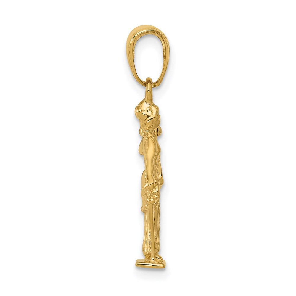 Gold 3-D Lady of Justice Pendant Necklace Model-C3121 - Charlie & Co. Jewelry