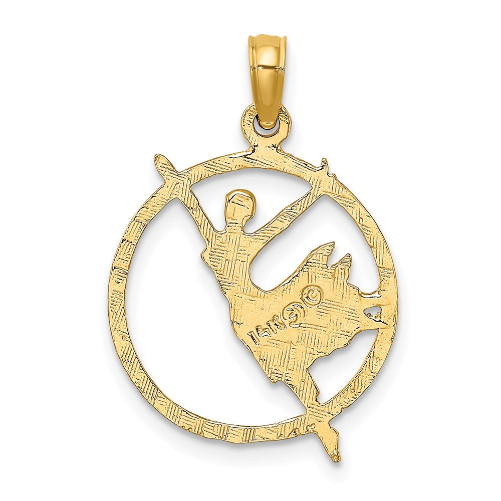 14K Gold Dancer in Circle Charm Necklace - Charlie & Co. Jewelry
