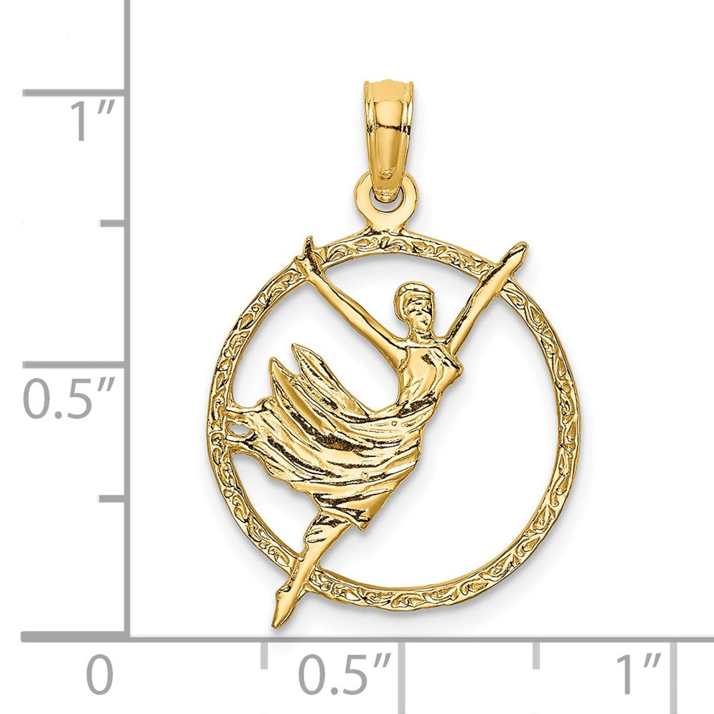 14K Gold Dancer in Circle Charm Necklace - Charlie & Co. Jewelry