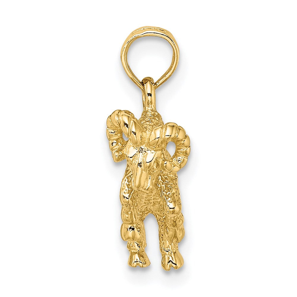 Gold 3-D Aries Ram Small Zodiac Charm Necklace Model-C3143 - Charlie & Co. Jewelry