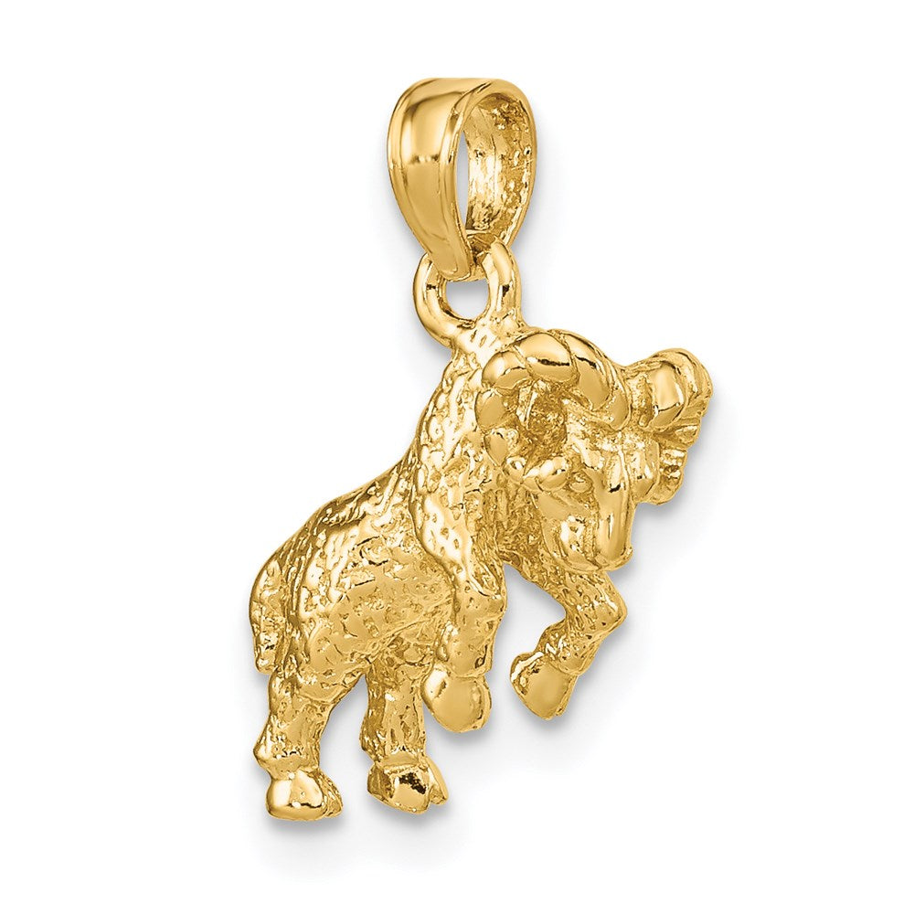 Gold 3-D Aries Ram Small Zodiac Charm Necklace Model-C3143 - Charlie & Co. Jewelry