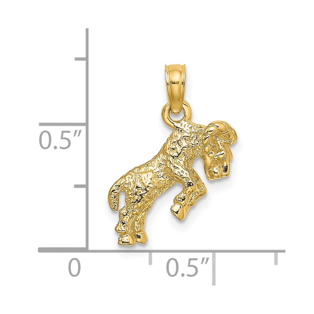 Gold 3-D Aries Ram Small Zodiac Charm Necklace Model-C3143 - Charlie & Co. Jewelry