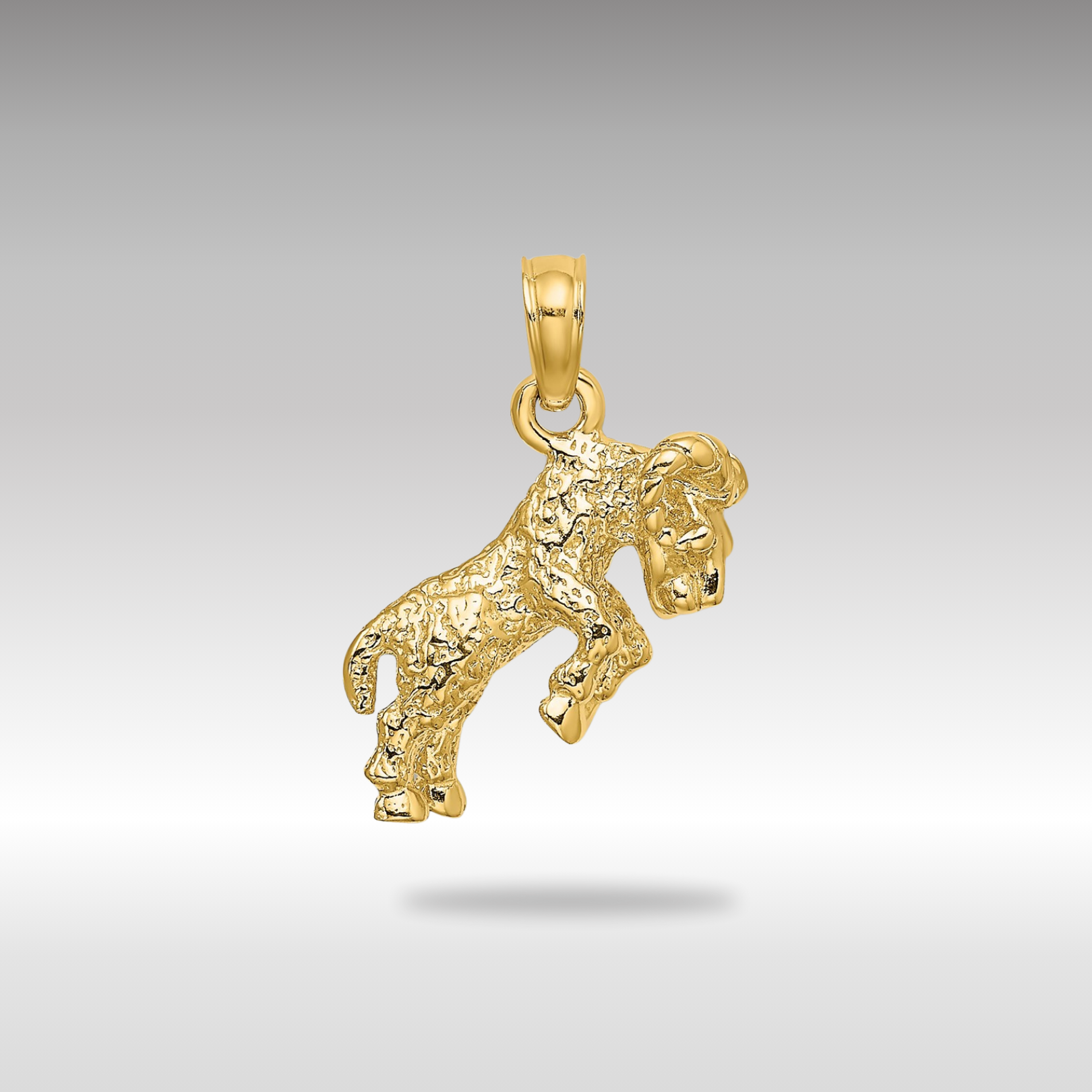 Gold 3-D Aries Ram Small Zodiac Charm Necklace Model-C3143 - Charlie & Co. Jewelry