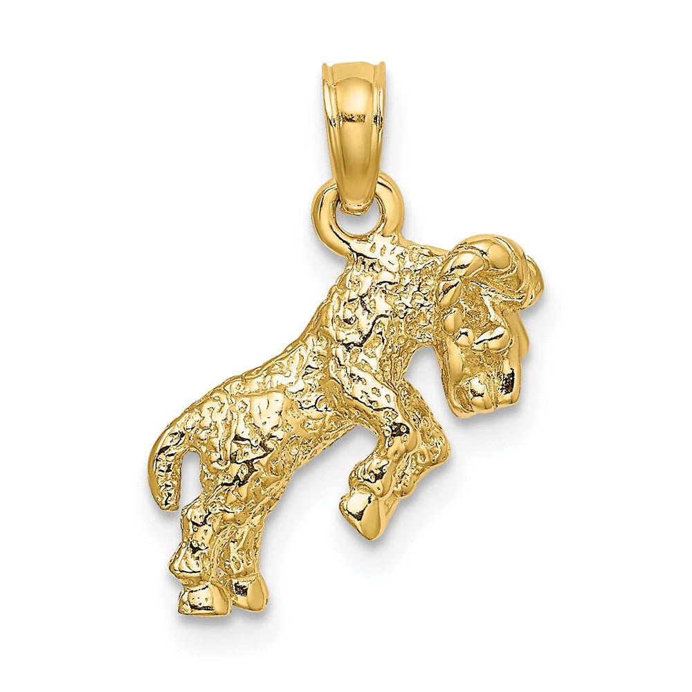 Gold 3-D Aries Ram Small Zodiac Charm Necklace Model-C3143 - Charlie & Co. Jewelry