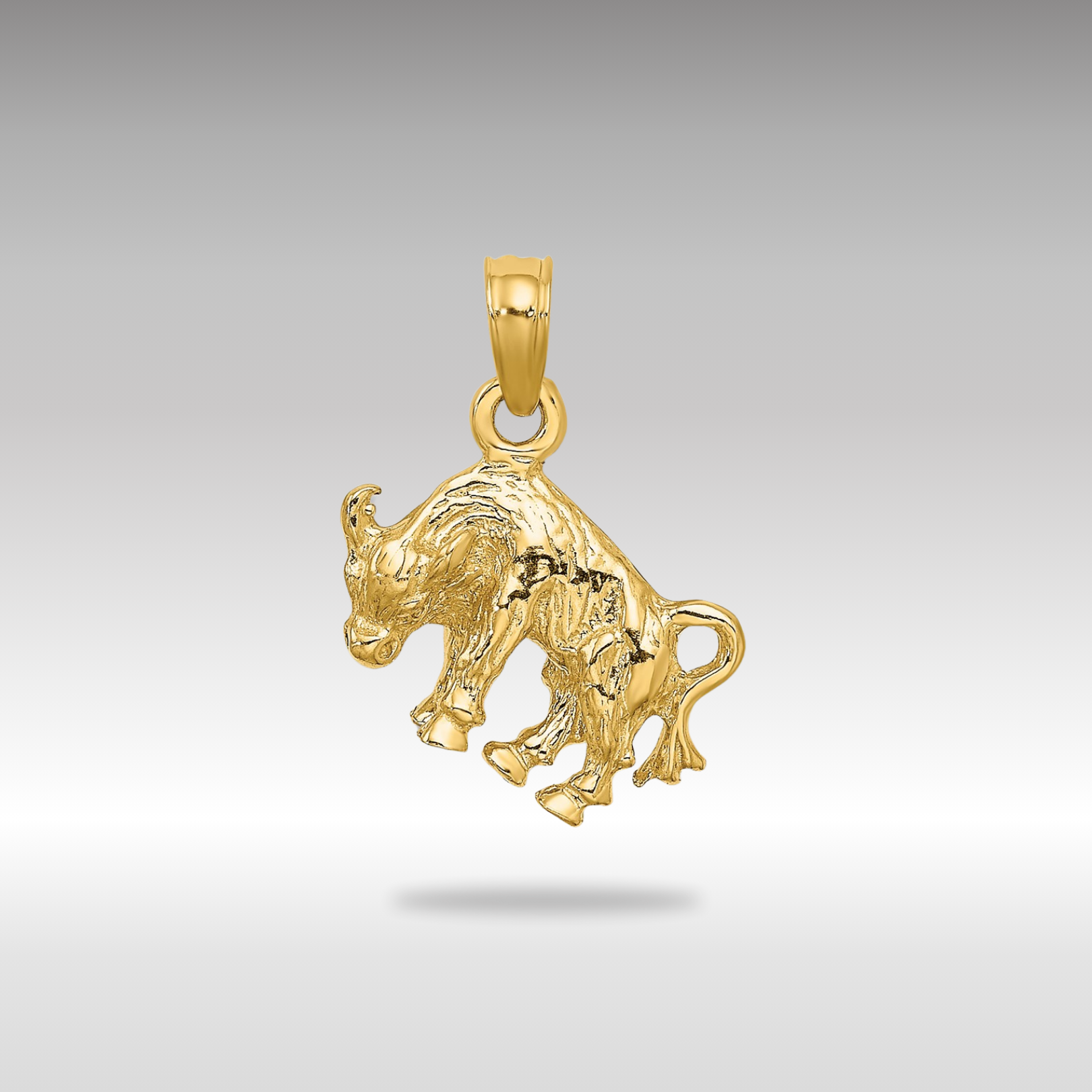 Gold 3-D Taurus Bull Zodiac Charm Necklace Model-C3144 - Charlie & Co. Jewelry