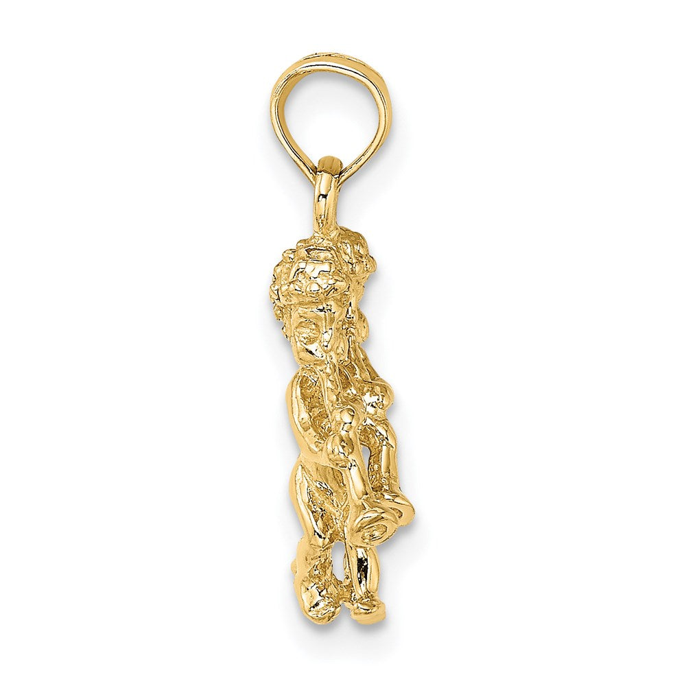 Gold 3-D Gemini Twin Small Zodiac Charm Necklace Model-C3145 - Charlie & Co. Jewelry
