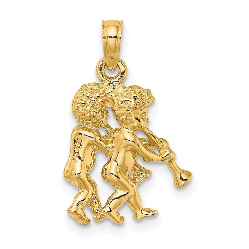 Gold 3-D Gemini Twin Small Zodiac Charm Necklace Model-C3145 - Charlie & Co. Jewelry