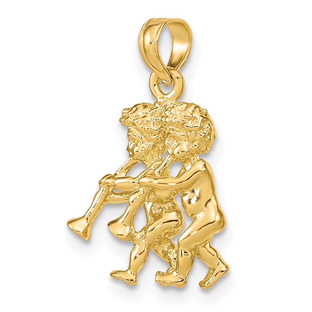 Gold 3-D Gemini Twin Small Zodiac Charm Necklace Model-C3145 - Charlie & Co. Jewelry