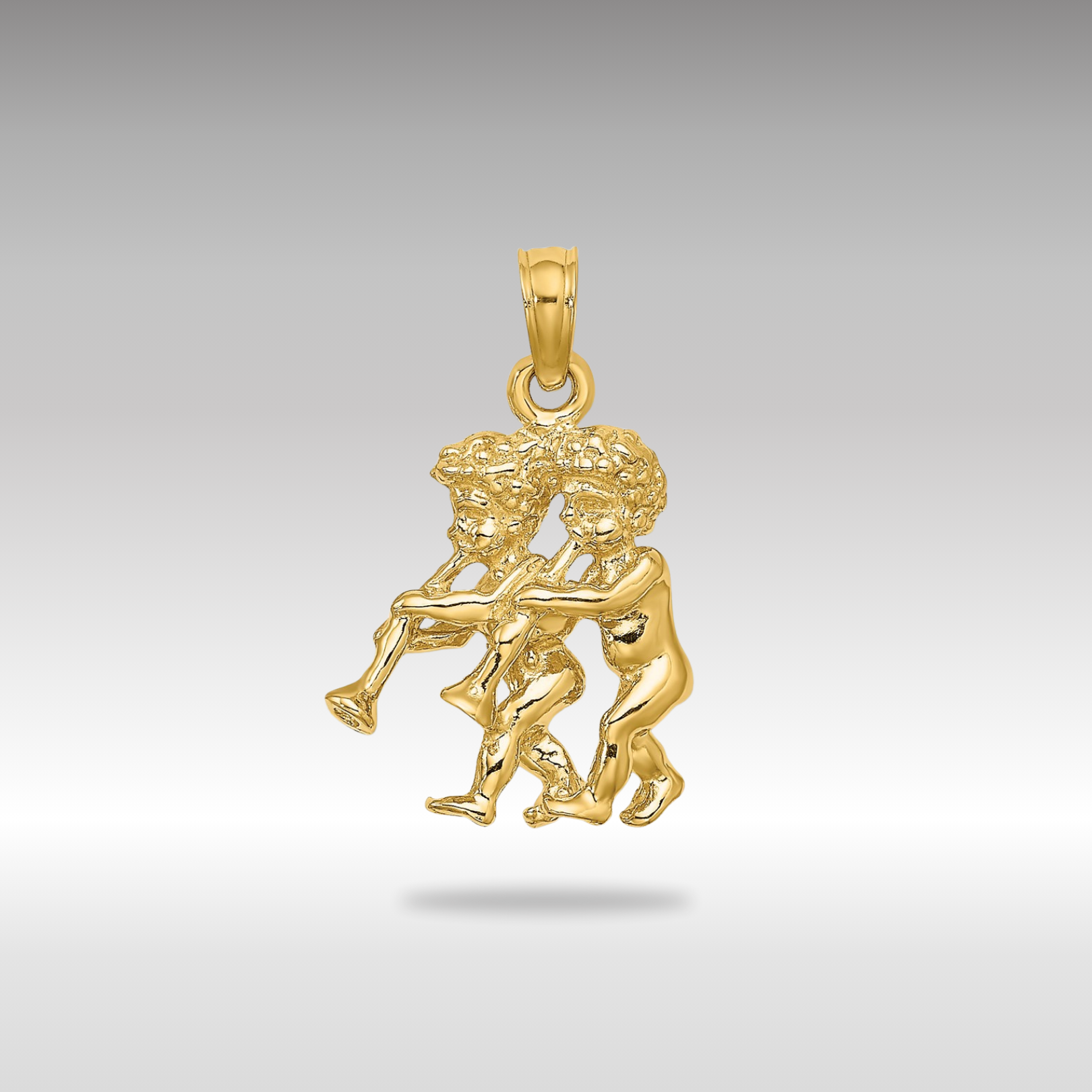 Gold 3-D Gemini Twin Small Zodiac Charm Necklace Model-C3145 - Charlie & Co. Jewelry