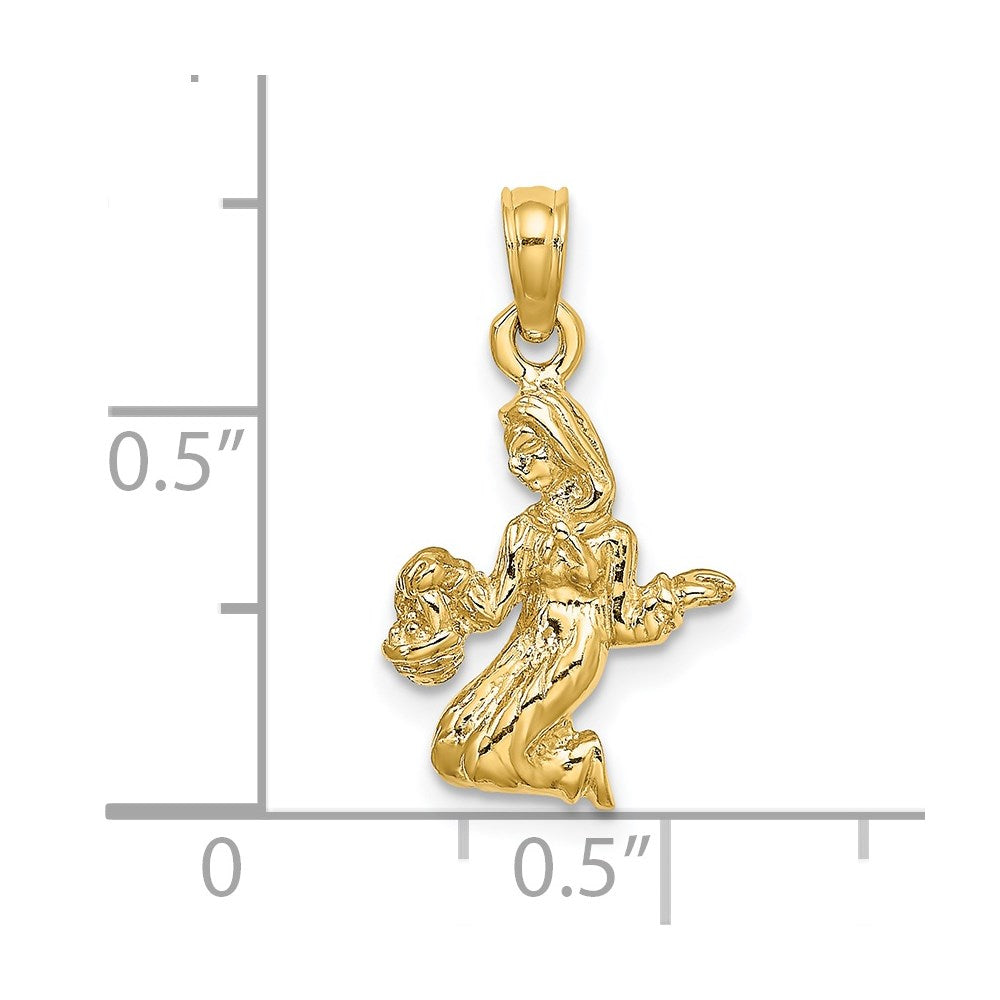 Gold 3-D Virgo Maiden Small Zodiac Charm Necklace Model-C3148 - Charlie & Co. Jewelry