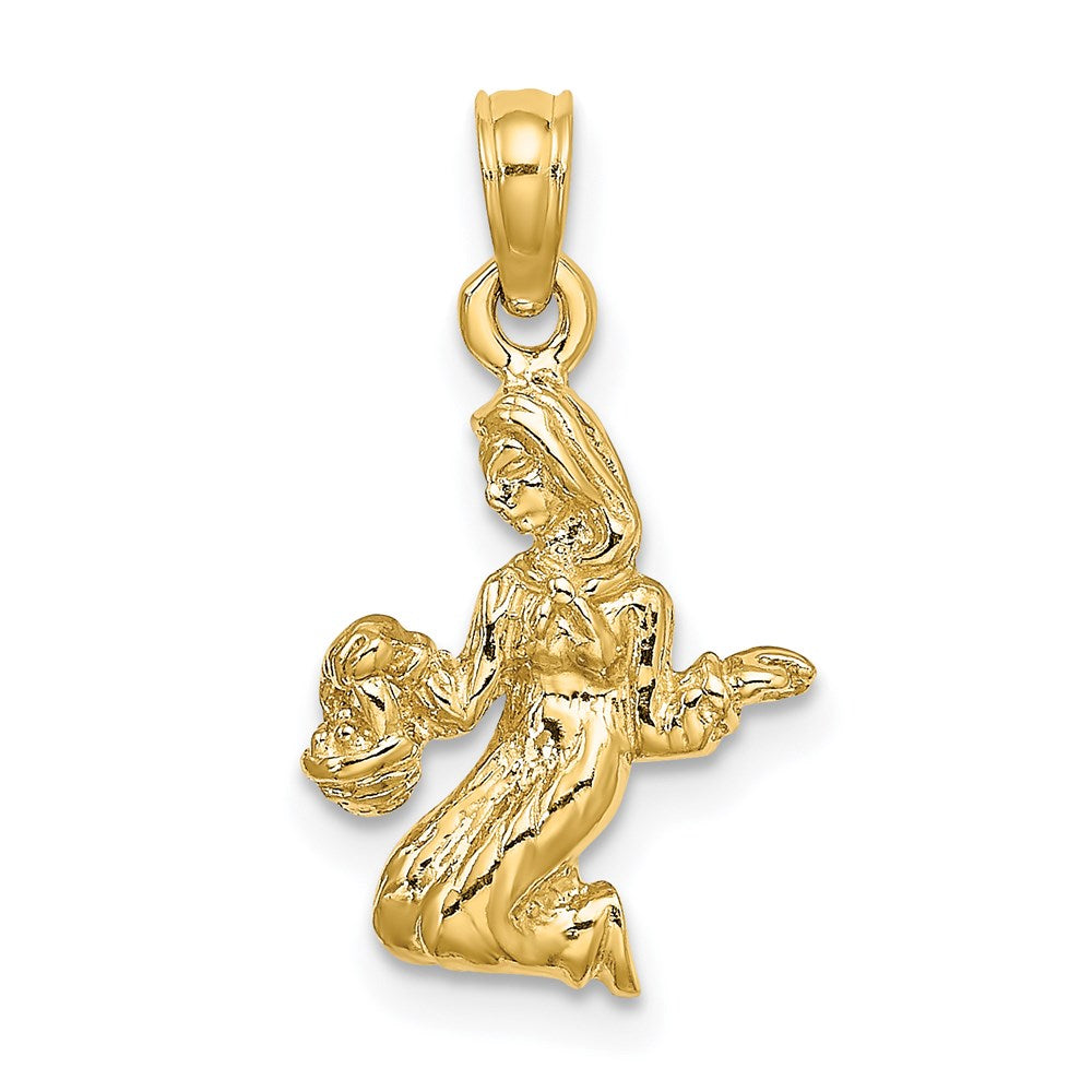 Gold 3-D Virgo Maiden Small Zodiac Charm Necklace Model-C3148 - Charlie & Co. Jewelry