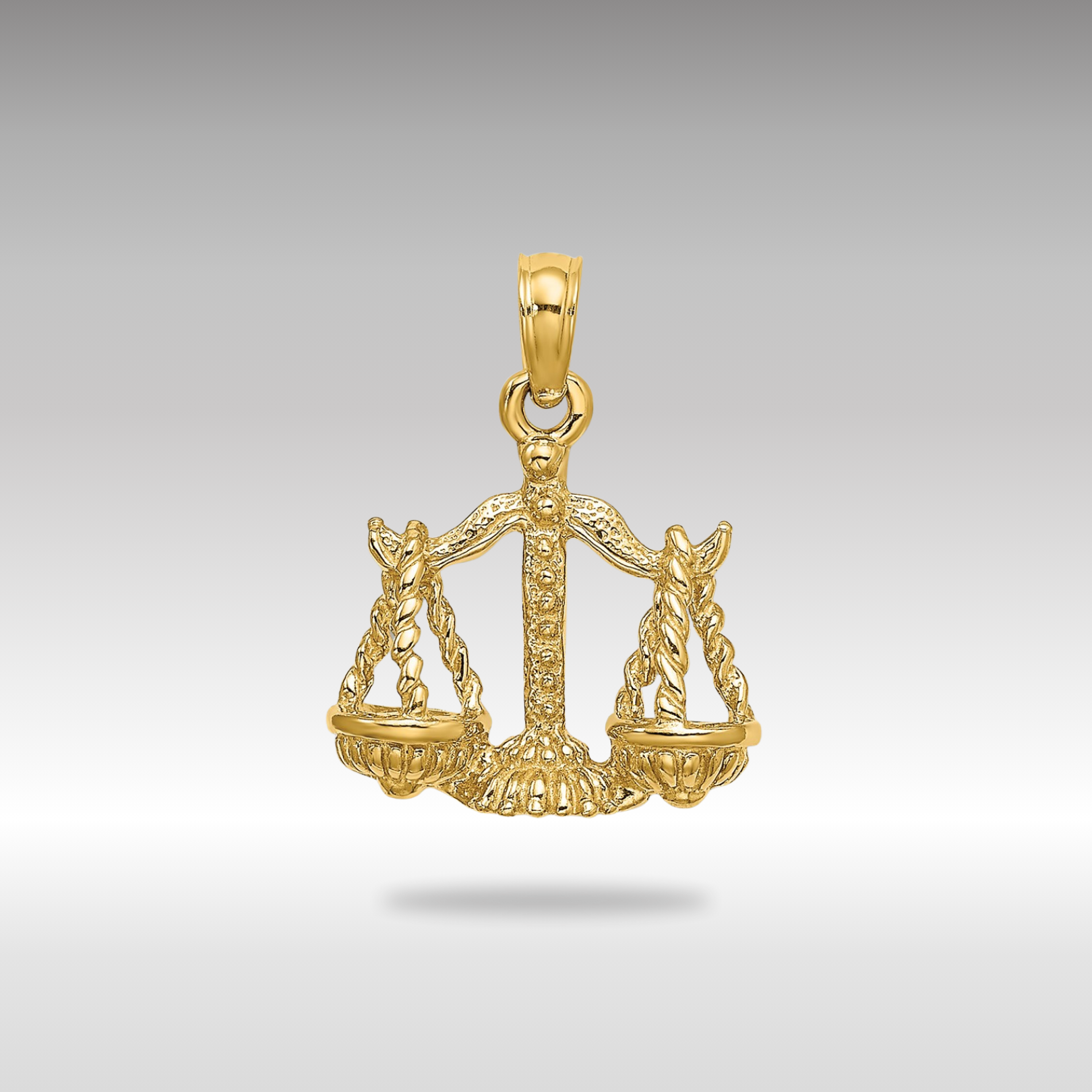 Gold 3-D Small Libra Scale Zodiac Charm Necklace Model-C3149 - Charlie & Co. Jewelry
