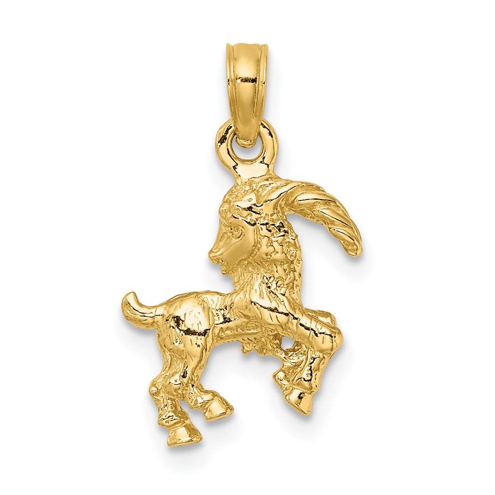Gold 3-D Capricorn Sea Goat Small Zodiac Charm Necklace Model-C3152 - Charlie & Co. Jewelry