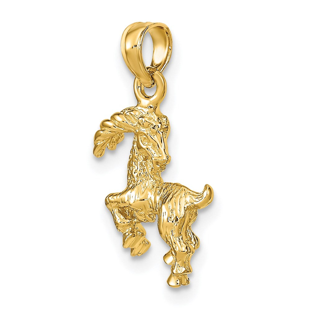 Gold 3-D Capricorn Sea Goat Small Zodiac Charm Necklace Model-C3152 - Charlie & Co. Jewelry