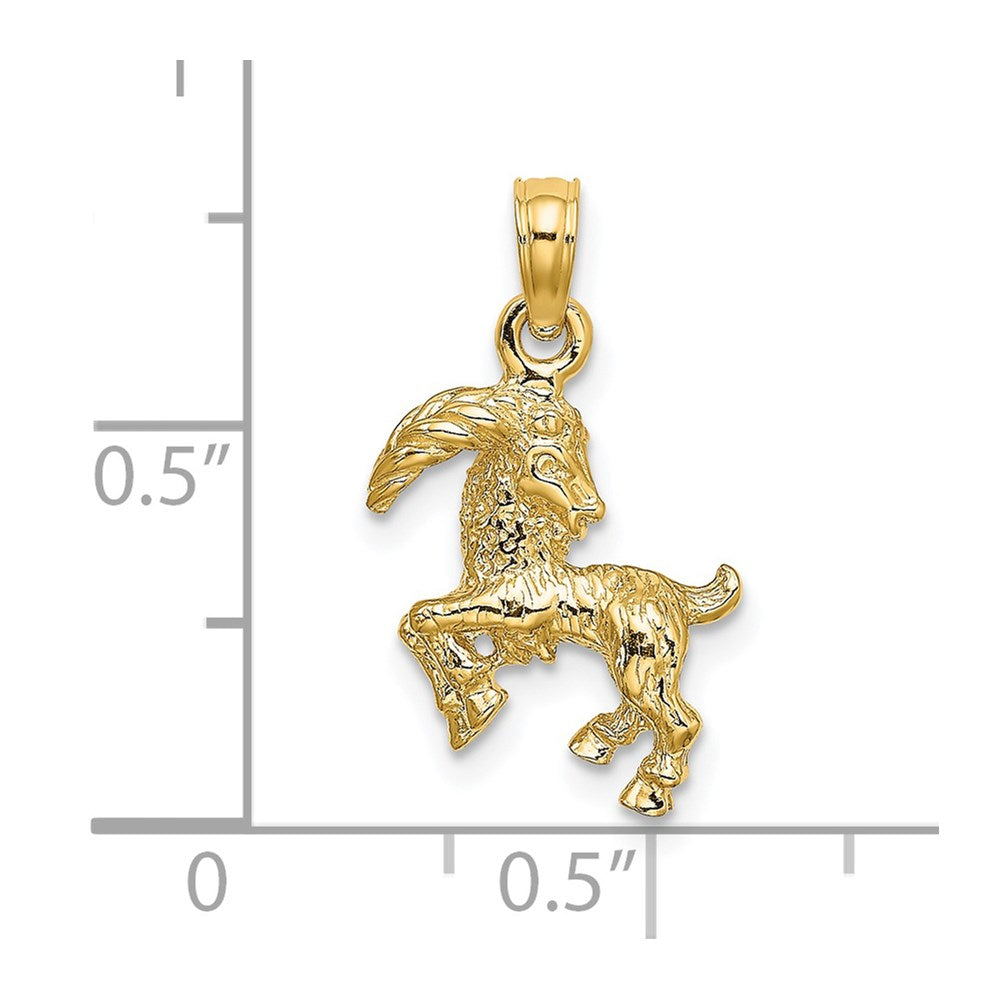 Gold 3-D Capricorn Sea Goat Small Zodiac Charm Necklace Model-C3152 - Charlie & Co. Jewelry