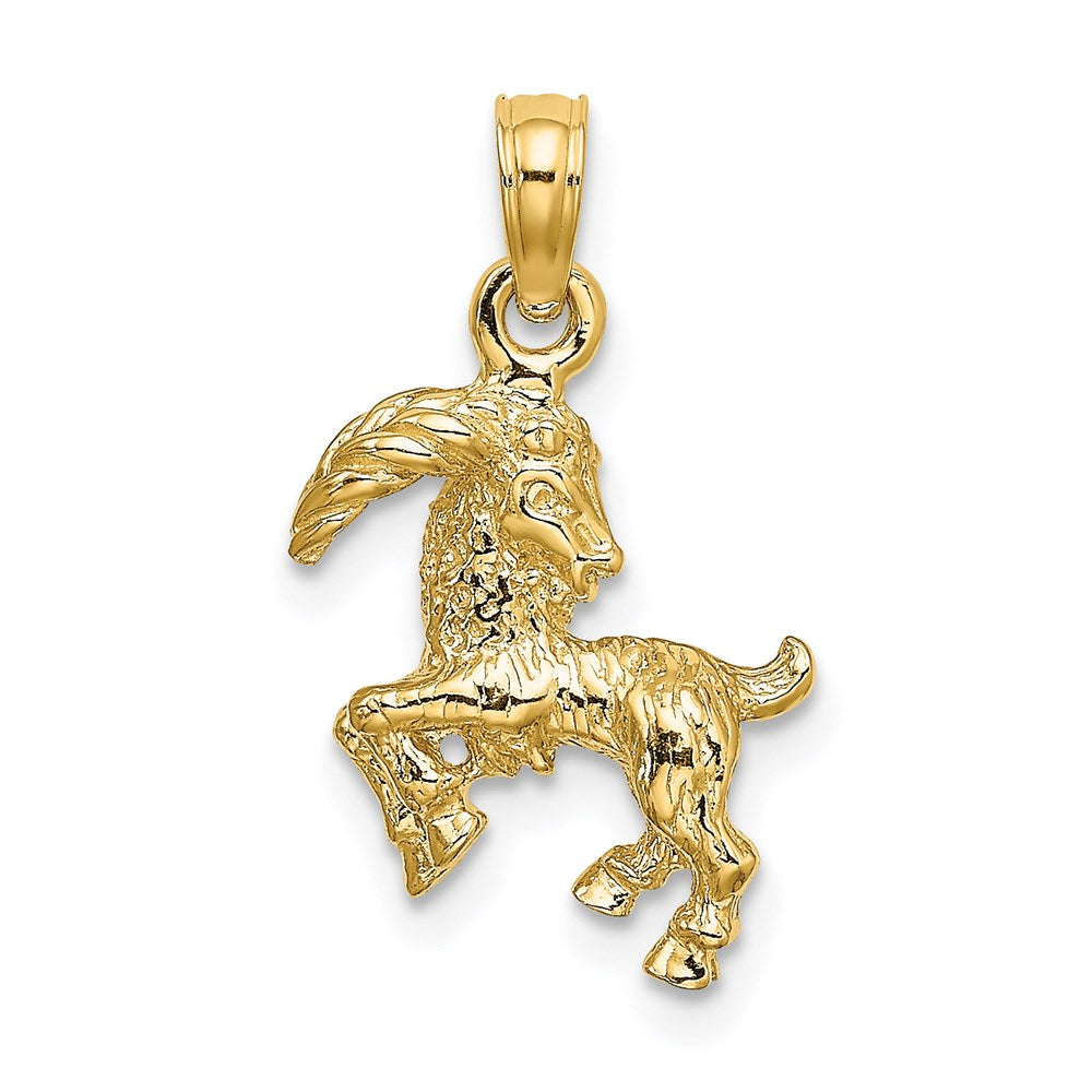 Gold 3-D Capricorn Sea Goat Small Zodiac Charm Necklace Model-C3152 - Charlie & Co. Jewelry