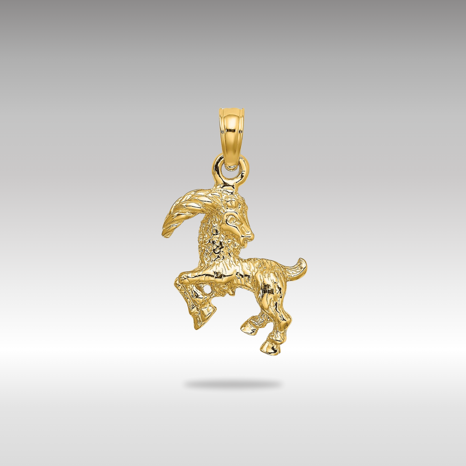 Gold 3-D Capricorn Sea Goat Small Zodiac Charm Necklace Model-C3152 - Charlie & Co. Jewelry