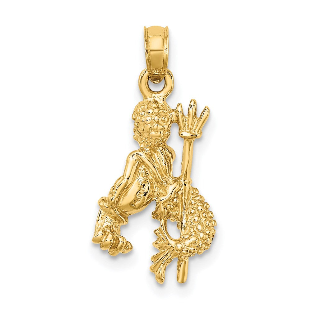 14k 3-D Aquarius Zodiac Water Bearer Charm Necklace Model-C3153 - Charlie & Co. Jewelry