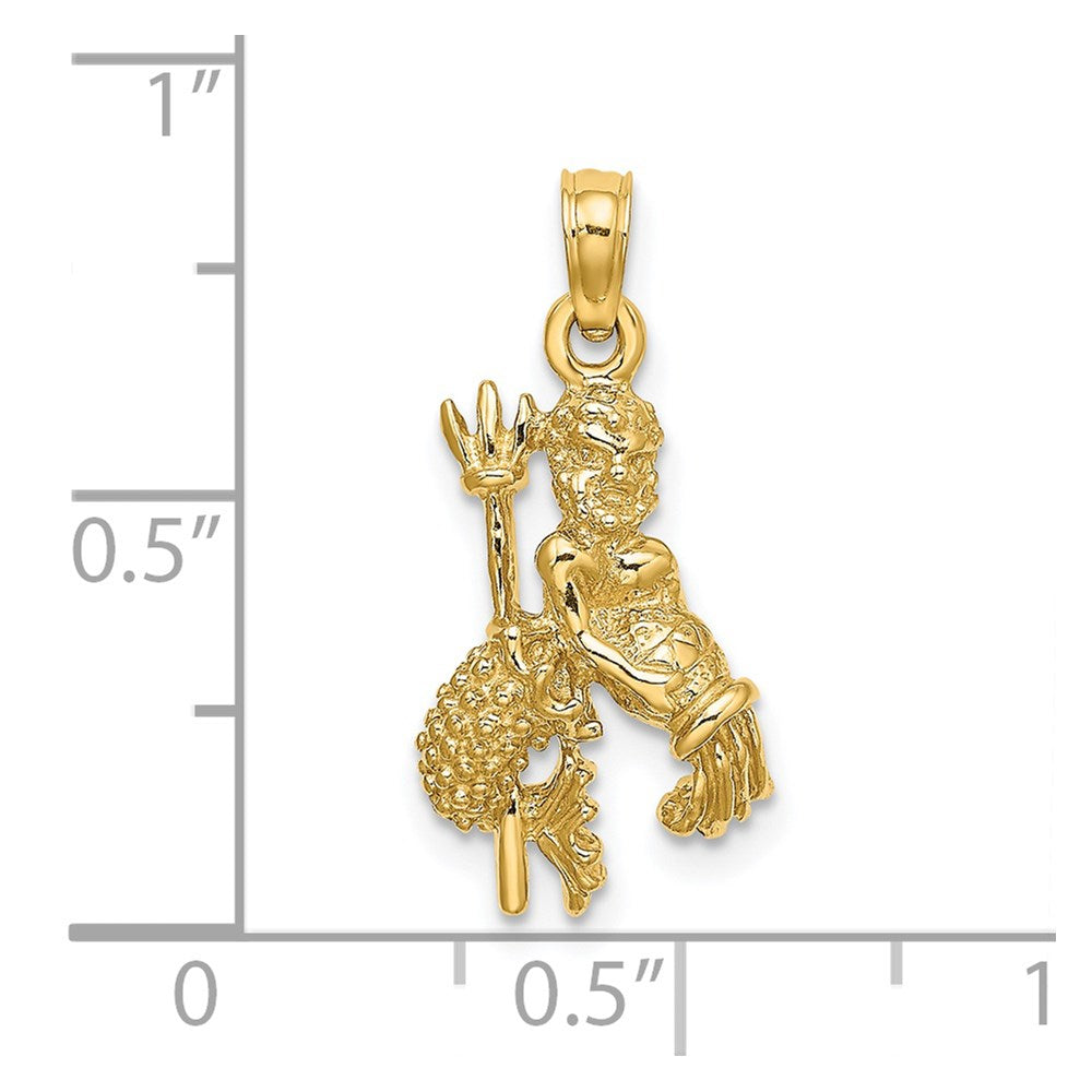 14k 3-D Aquarius Zodiac Water Bearer Charm Necklace Model-C3153 - Charlie & Co. Jewelry