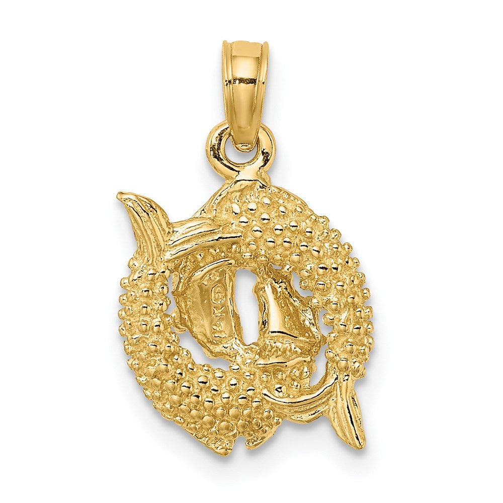Gold 3-D Pisces Fish Small Zodiac Charm Model-C3154 - Charlie & Co. Jewelry
