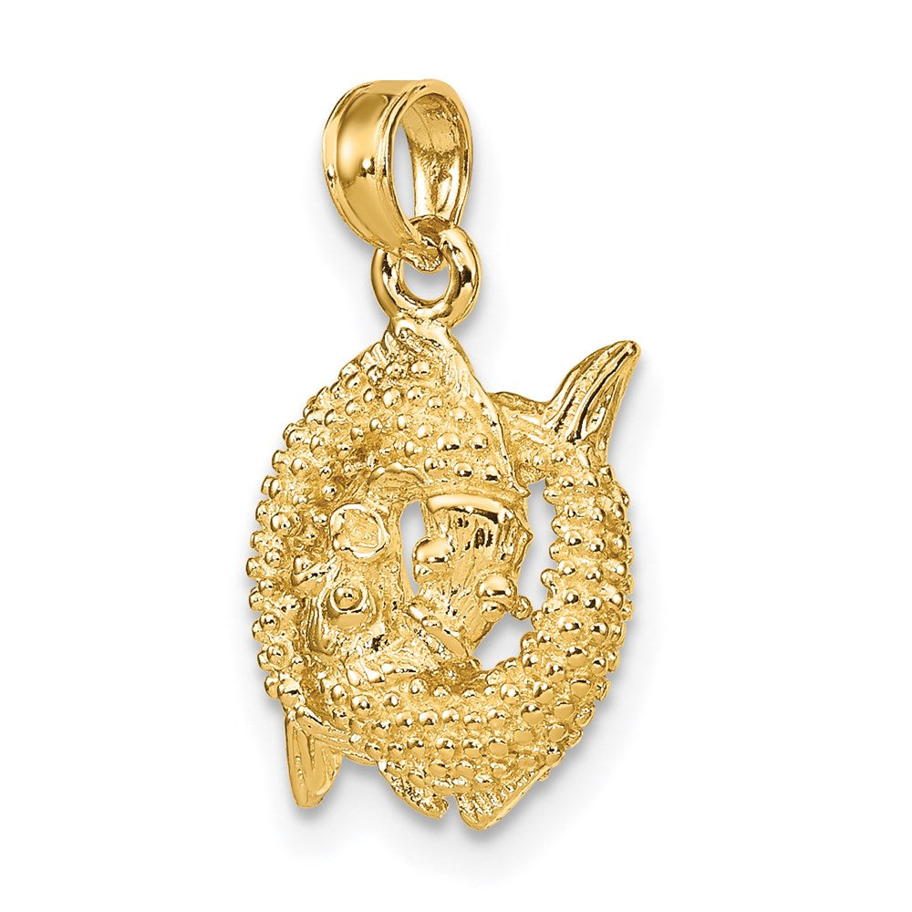 Gold 3-D Pisces Fish Small Zodiac Charm Model-C3154 - Charlie & Co. Jewelry