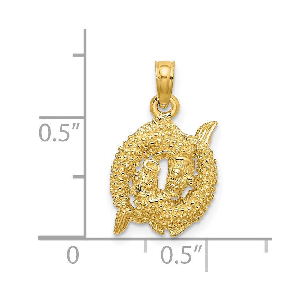 Gold 3-D Pisces Fish Small Zodiac Charm Model-C3154 - Charlie & Co. Jewelry