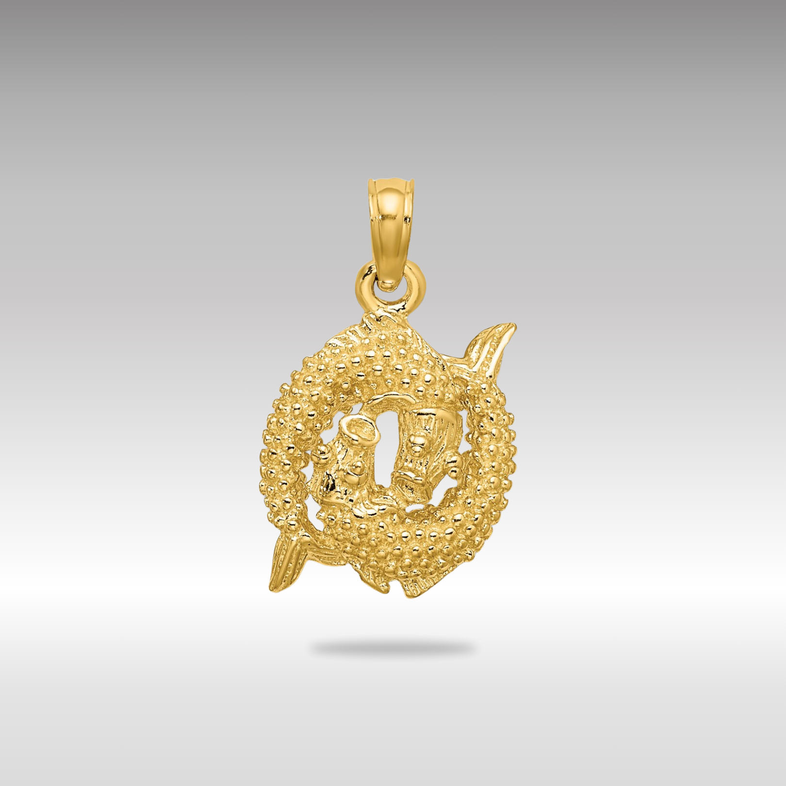 Gold 3-D Pisces Fish Small Zodiac Charm Model-C3154 - Charlie & Co. Jewelry