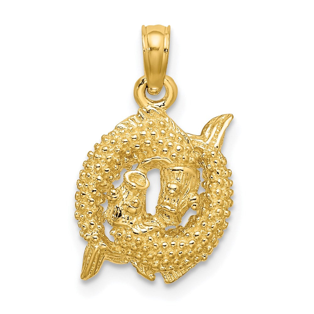 Gold 3-D Pisces Fish Small Zodiac Charm Model-C3154 - Charlie & Co. Jewelry