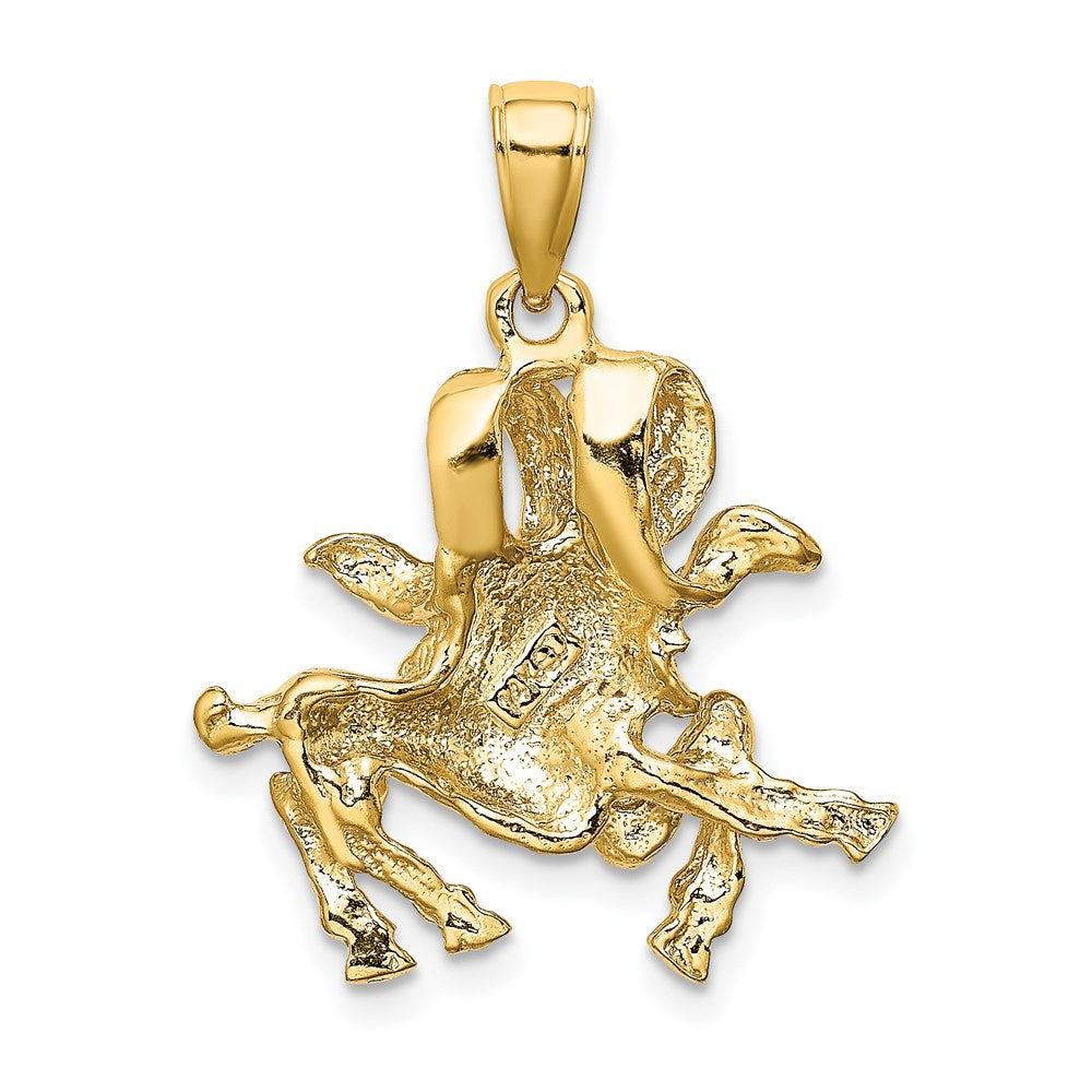 Gold Large Aries Ram Zodiac Charm Necklace Model-C3167 - Charlie & Co. Jewelry