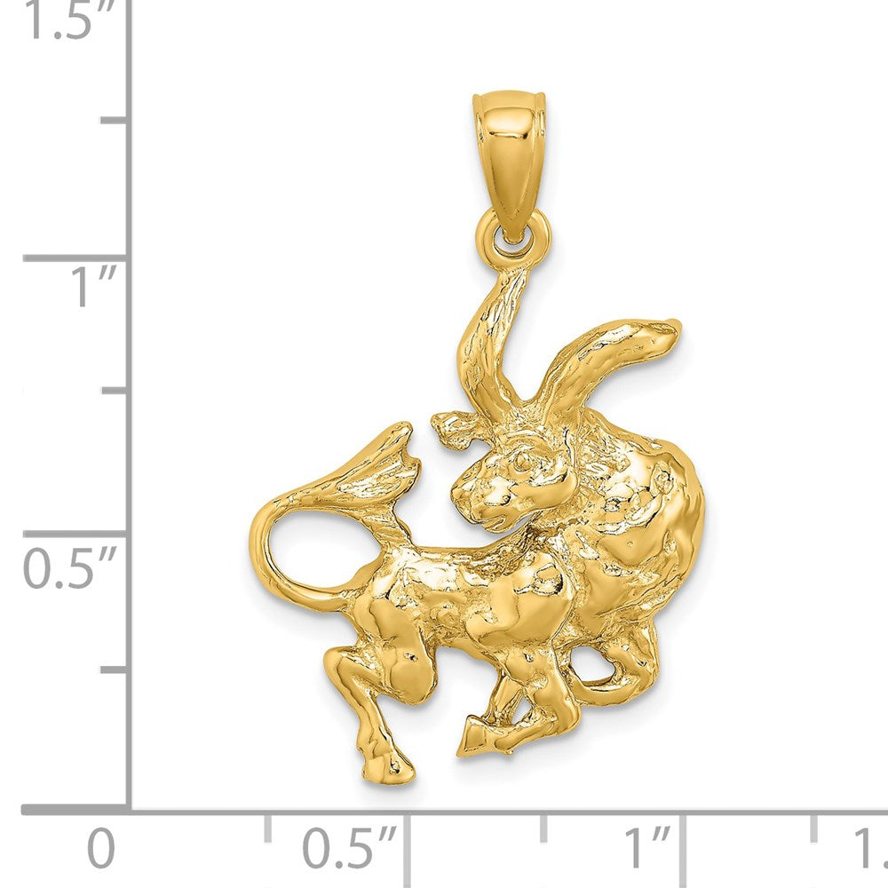 Gold Large Taurus Bull Zodiac Charm Necklace Model-C3168 - Charlie & Co. Jewelry