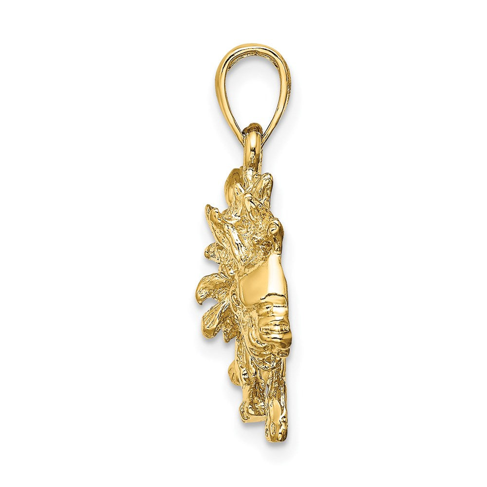 Gold Large Leo Lion Zodiac Charm Necklace Model-C3171 - Charlie & Co. Jewelry